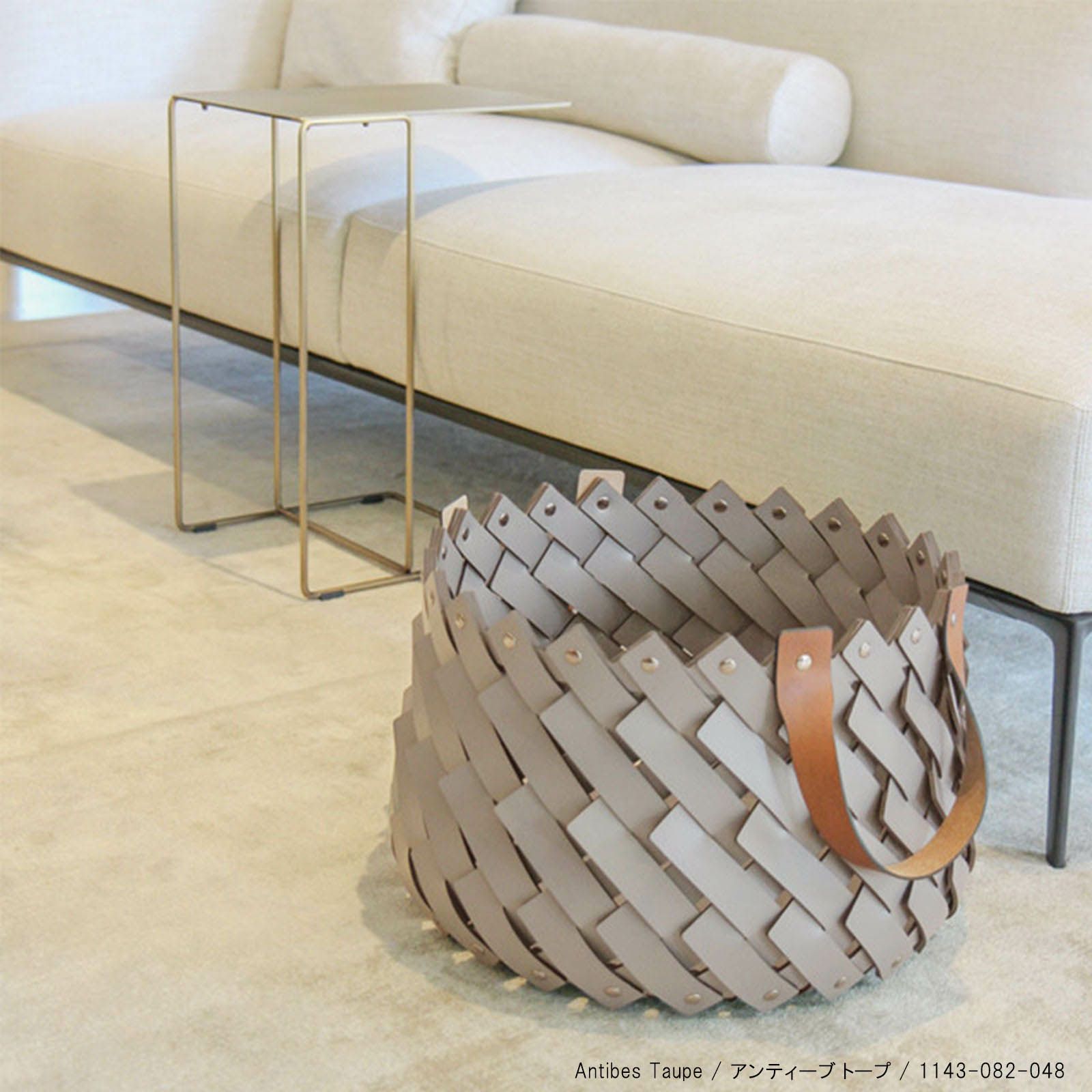 アルメリア ラウンドバスケットφ40cm レザーハンドル / 1143 / 国内