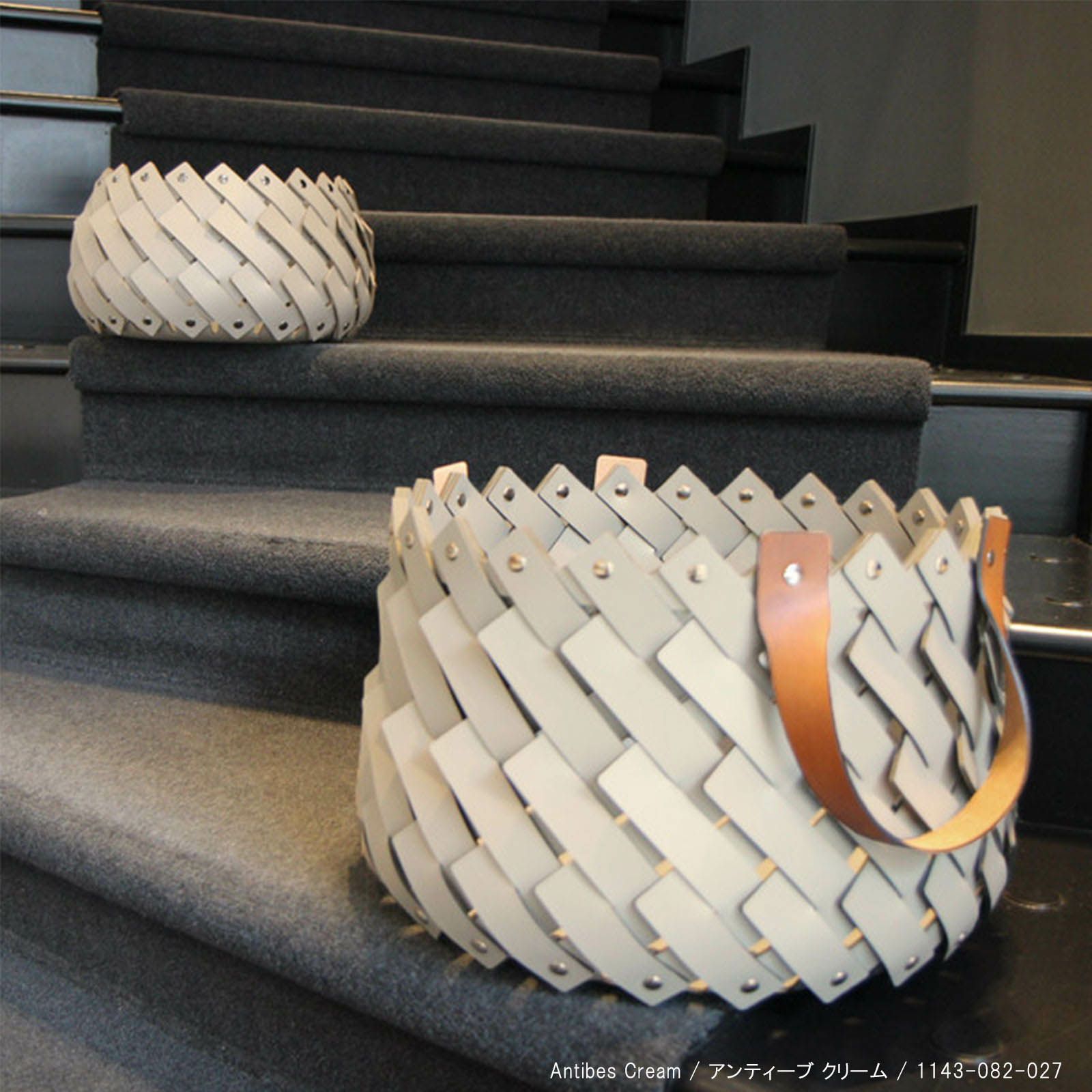 アルメリア ラウンドバスケットφ40cm レザーハンドル / 1143 / 国内